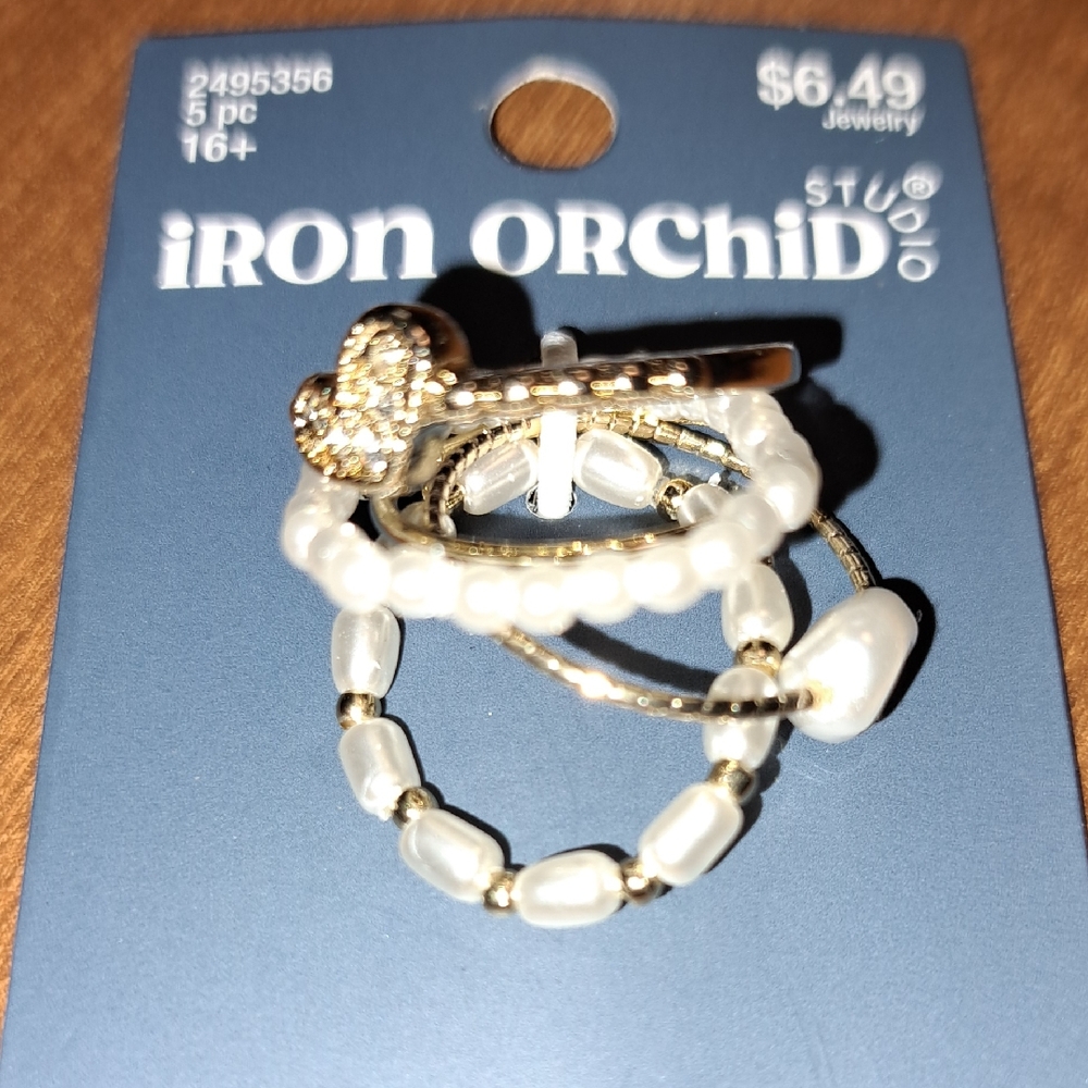 Iron Orchid Gold and White Ring Set BUNDLE ONLY